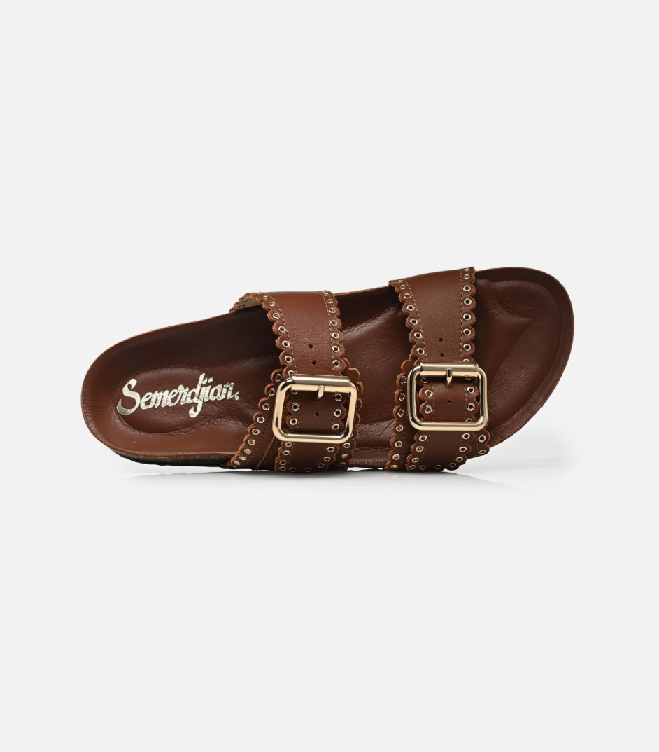 Sandales plates - Arianna en marron - Semerdjan