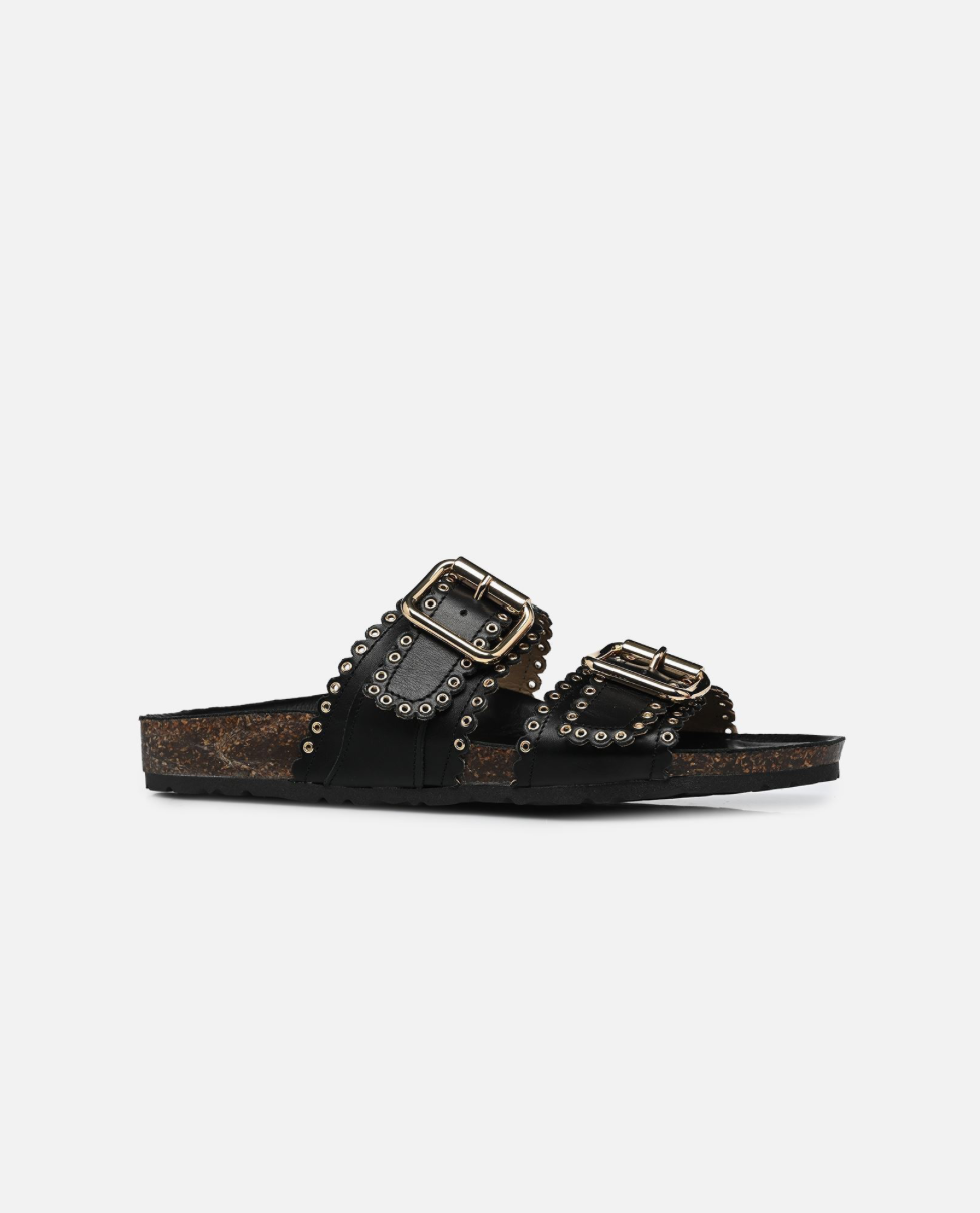 Sandales plates - Arianna en noir - Semerdjan