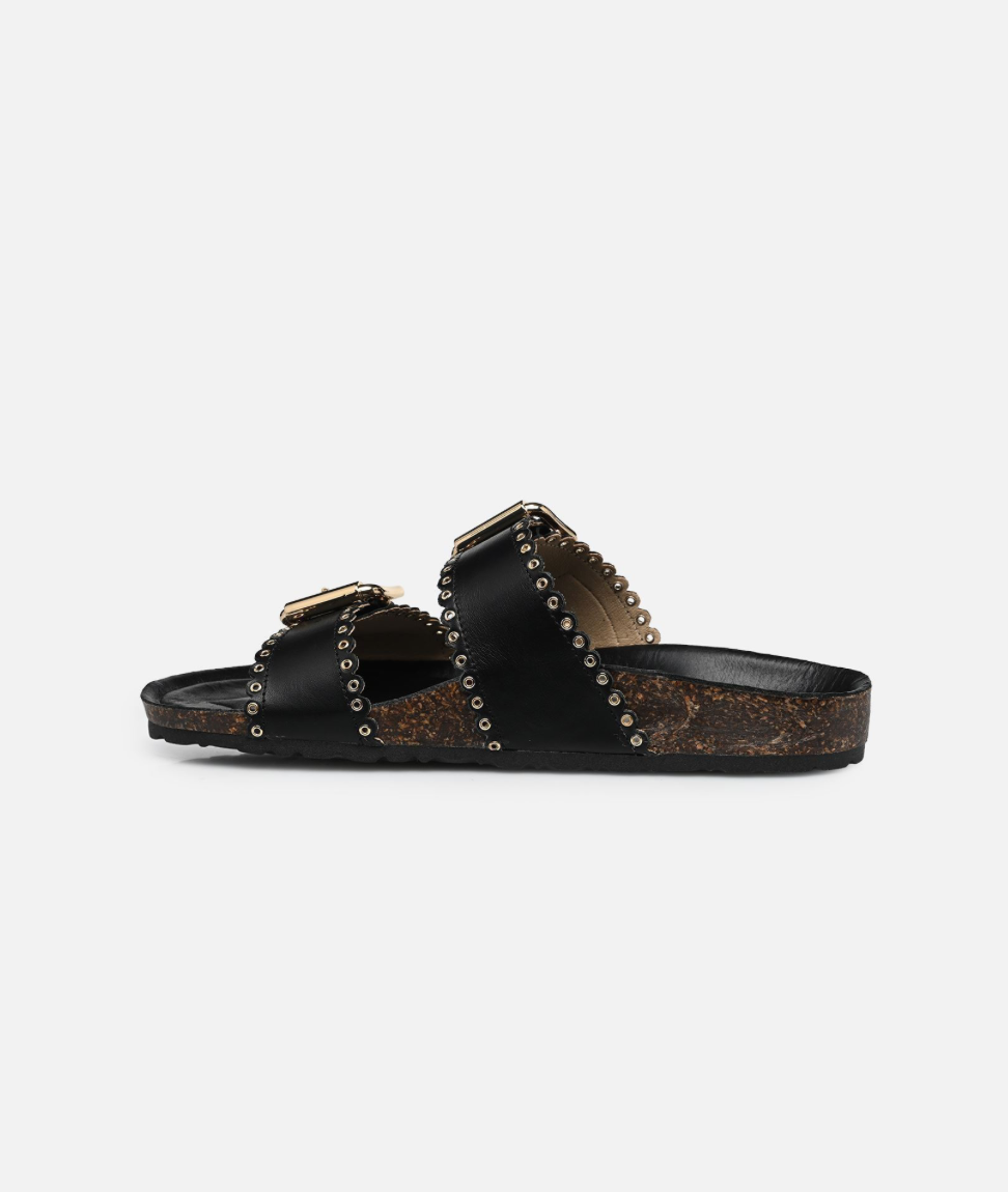Sandales plates - Arianna en noir - Semerdjan