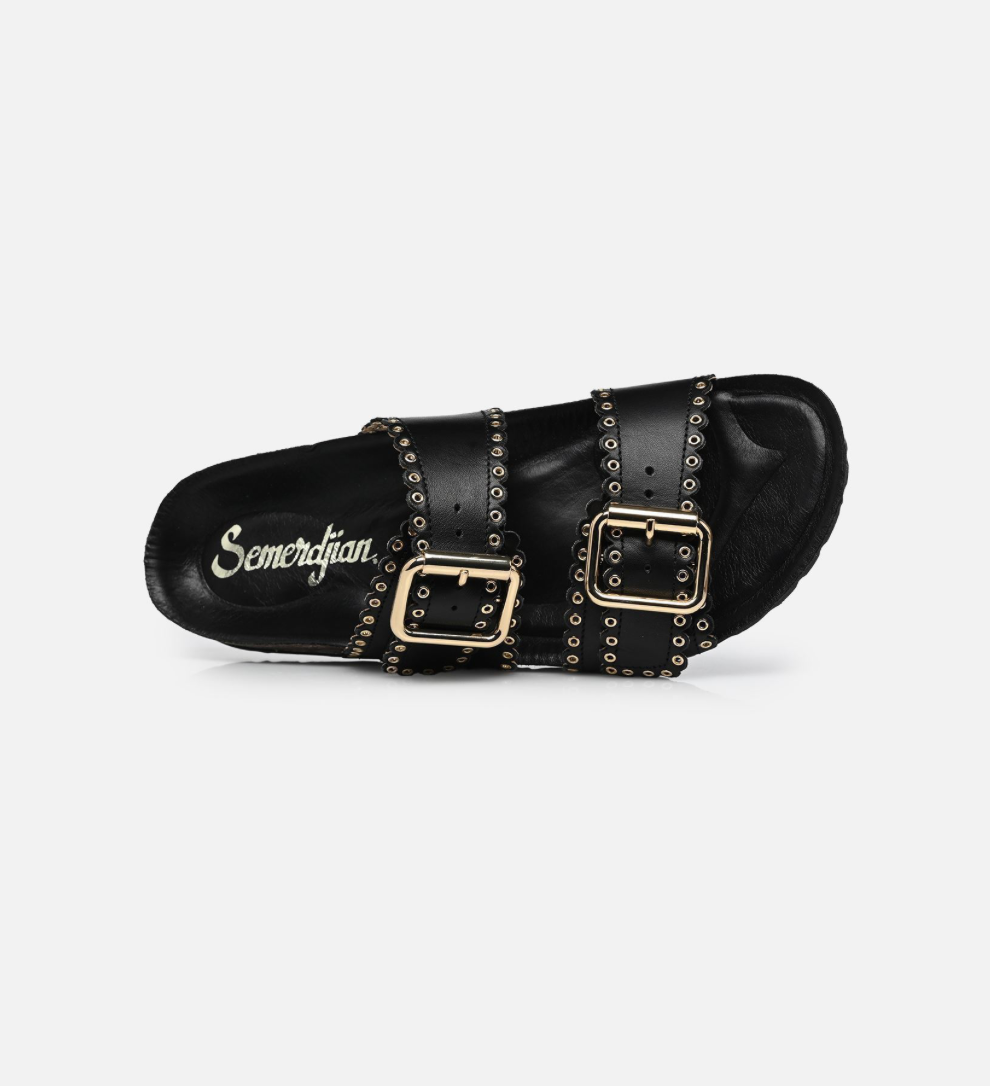 Sandales plates - Arianna en noir - Semerdjan